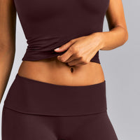 SoftMotion™ Fold Over Mid Rise Straight Leg Pants New Branding | Plum Brown