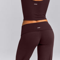 SoftMotion™ Fold Over Mid Rise Straight Leg Pants New Branding | Plum Brown