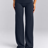 SoftMotion™ Fold Over Mid Rise Straight Leg Pants New Branding | True Blue