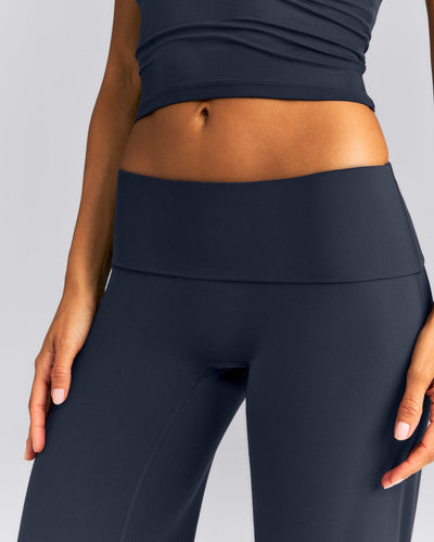 SoftMotion™ Fold Over Mid Rise Straight Leg Pants New Branding | True Blue