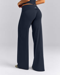 SoftMotion™ Fold Over Mid Rise Straight Leg Pants New Branding | True Blue