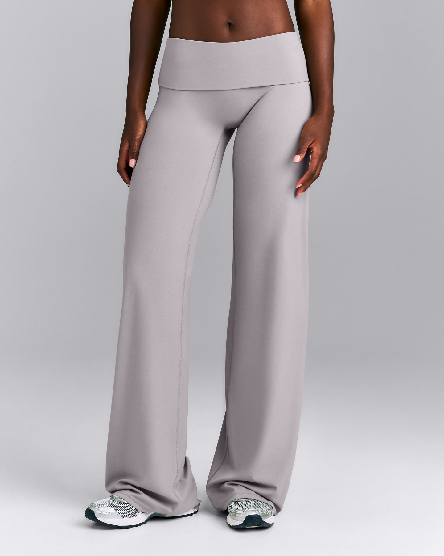 SoftMotion™ Fold Over Mid Rise Straight Leg Pants New Branding | Zinc Gray