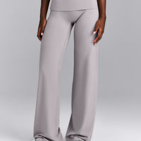SoftMotion™ Fold Over Mid Rise Straight Leg Pants New Branding | Zinc Gray