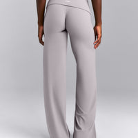 SoftMotion™ Fold Over Mid Rise Straight Leg Pants New Branding | Zinc Gray