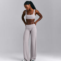 SoftMotion™ Fold Over Mid Rise Straight Leg Pants New Branding | Zinc Gray