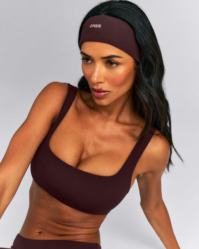 SoftMotion™ Headband with Gray Logo | Plum Brown