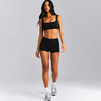 SoftMotion™ Mid Rise Micro Shorts 4" New Branding | Black