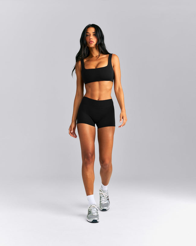 SoftMotion™ Mid Rise Micro Shorts 4" New Branding | Black