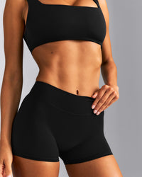 SoftMotion™ Mid Rise Micro Shorts 4" New Branding | Black
