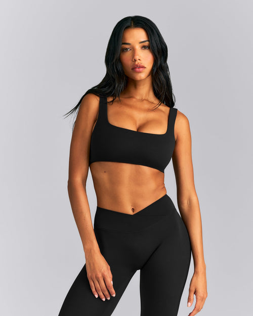 SoftMotion™ Soft Square Neck Sports Bra New Branding | Black