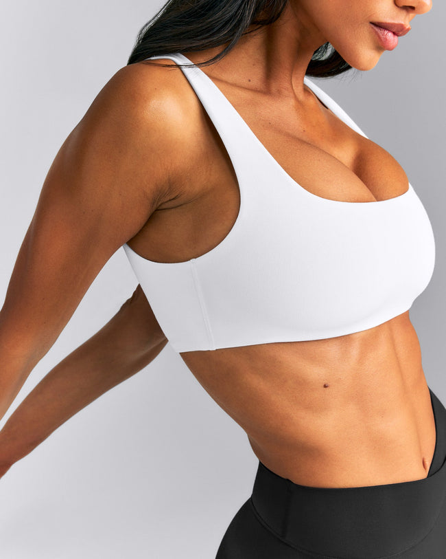 SoftMotion™ Soft Square Neck Sports Bra New Branding | White