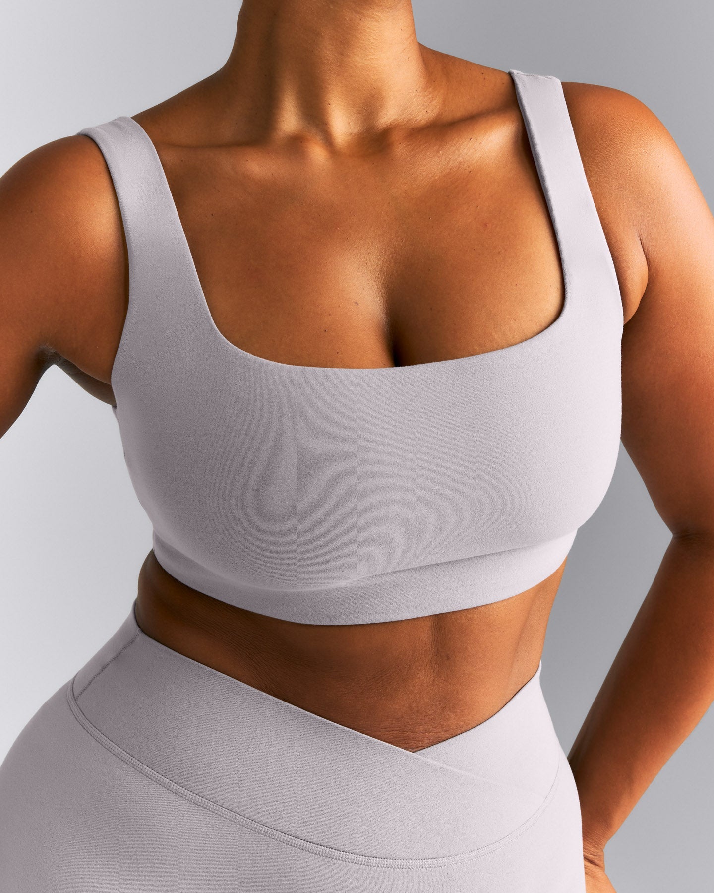 SoftMotion™ Soft Square Neck Sports Bra | Zinc Gray