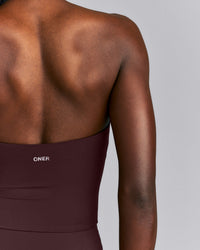 SoftMotion™ Strappy Halter Neck Mid Tank Top with Built in Bra Shelf New Branding | Plum Brown