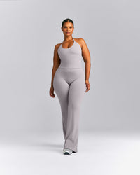 SoftMotion™ Strappy Halter Neck Mid Tank Top with Built in Bra Shelf New Branding | Zinc Gray