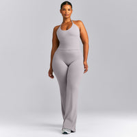 SoftMotion™ Strappy Halter Neck Mid Tank Top with Built in Bra Shelf New Branding | Zinc Gray