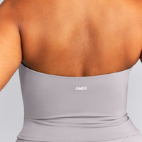 SoftMotion™ Strappy Halter Neck Mid Tank Top with Built in Bra Shelf New Branding | Zinc Gray