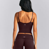 SoftMotion™ Adjustable V Neck Mid Tank Top with Built in Bra Shelf New Branding | Plum Brown
