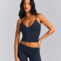 SoftMotion™ Adjustable V Neck Mid Tank Top with Built in Bra Shelf New Branding | True Blue