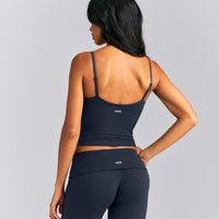 SoftMotion™ Adjustable V Neck Mid Tank Top with Built in Bra Shelf New Branding | True Blue