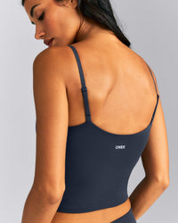 SoftMotion™ Adjustable V Neck Mid Tank Top with Built in Bra Shelf New Branding | True Blue