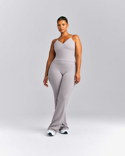SoftMotion™ V Neck Mid Tank Top with Built in Bra Shelf New Branding | Zinc Gray