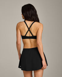 EasyLift™ Cross Back Sports Bra with Gray Logo | Black