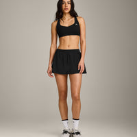 EasyLift™ Cross Back Sports Bra with Gray Logo | Black