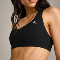 EasyLift™ Cross Back Sports Bra with Gray Logo | Black