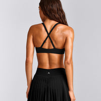 EasyLift™ Cross Back Sports Bra with Gray Logo | Black