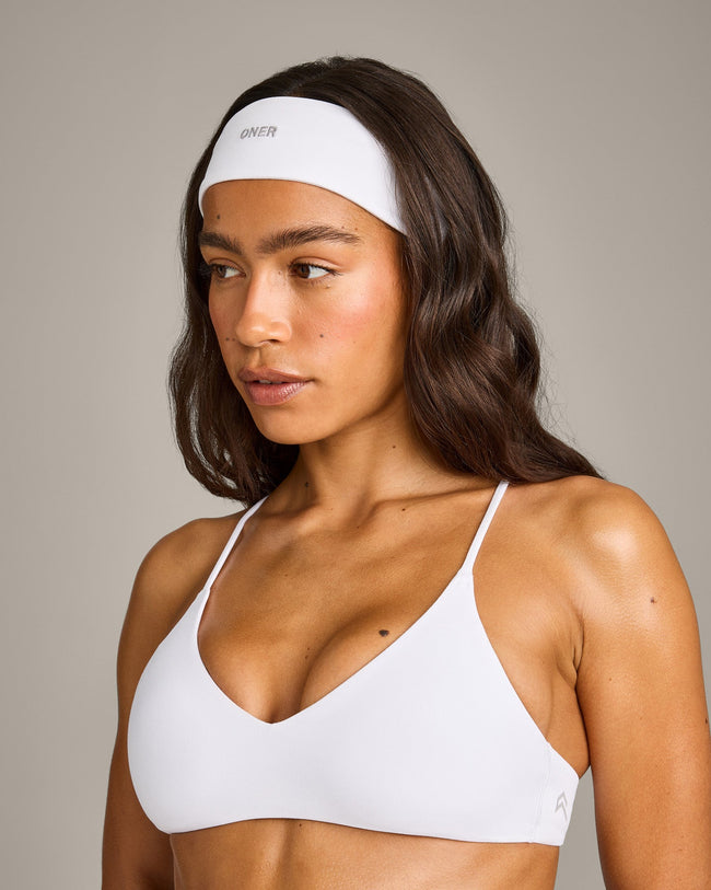 SoftMotion™ Headband with Gray Logo | White