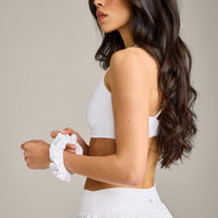 SoftMotion™ Scrunchie with Gray Logo | White