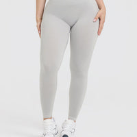 EffortlessLift™ Seamless Leggings with White Logo | Light Gray Marl