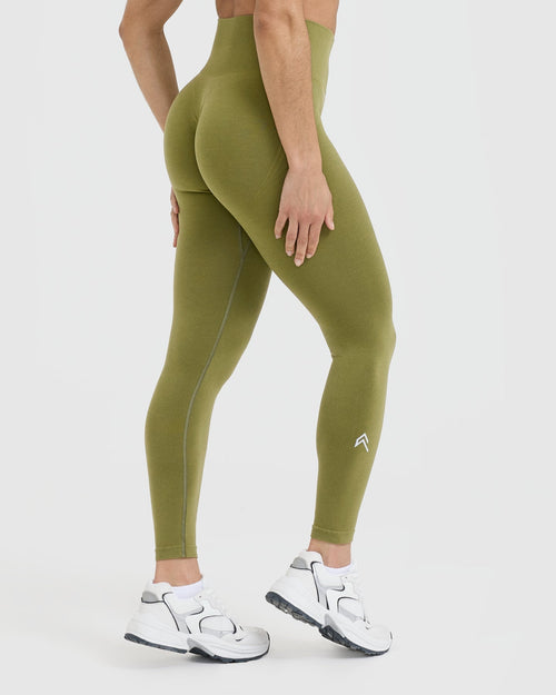 Sage Green Textured Seamless High Waist Gym Legging