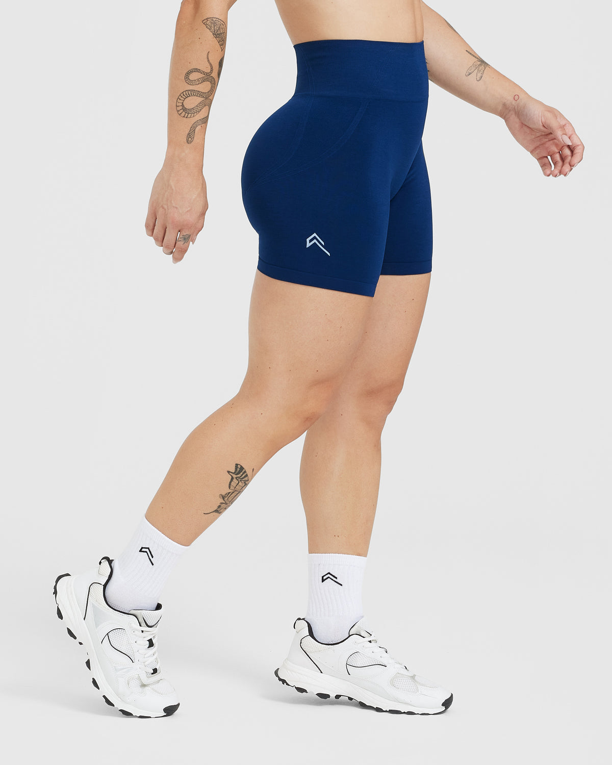 BLUE HIGH WAISTED SHORTS - WOMEN - MIDNIGHT | Oner Active US