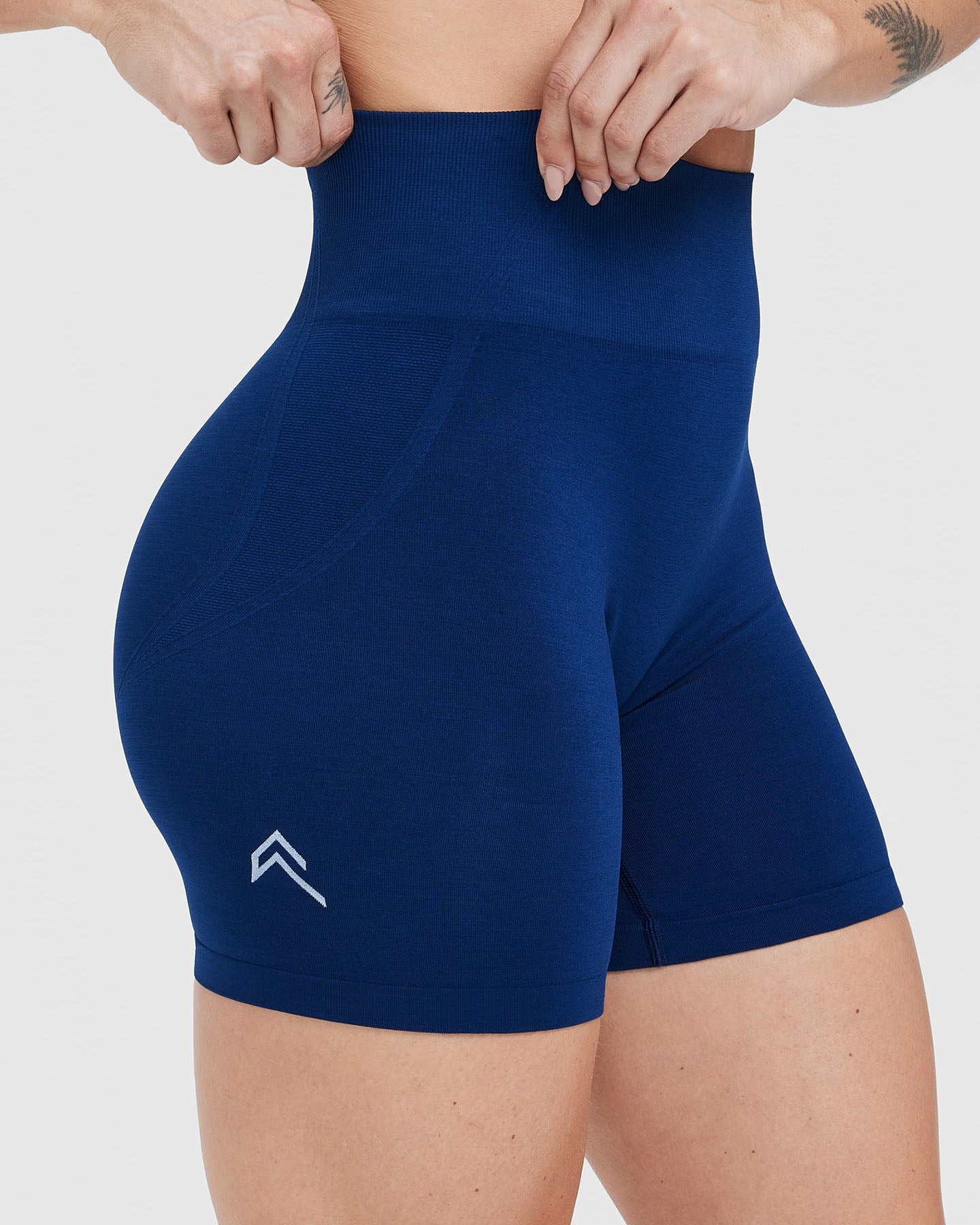 BLUE HIGH WAISTED SHORTS - WOMEN - MIDNIGHT