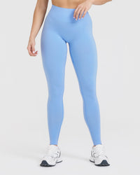 EffortlessLift™ Seamless Leggings with White Logo | Powdered Blue