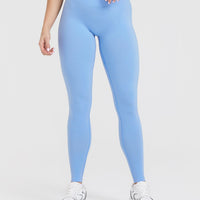 EffortlessLift™ Seamless Leggings with White Logo | Powdered Blue