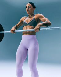 EnhanceLift™ Seamless Leggings with Gray Logo | Lavender Purple