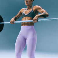 EnhanceLift™ Seamless Leggings with Gray Logo | Lavender Purple