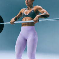 EnhanceLift™ Seamless Leggings with Gray Logo | Lavender Purple