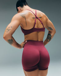 EnhanceLift™ Seamless Mid Rise Shorts New Branding | Burnt Maroon Red