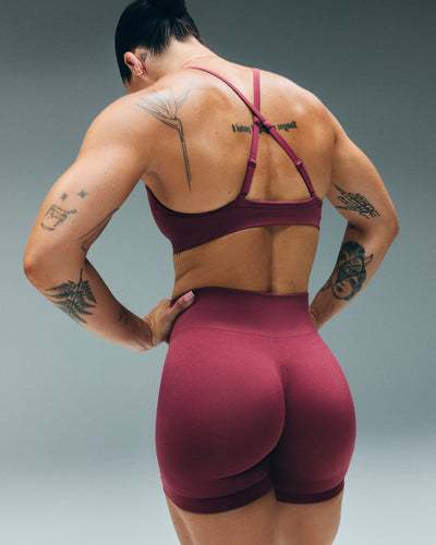EnhanceLift™ Seamless Mid Rise Shorts New Branding | Burnt Maroon Red