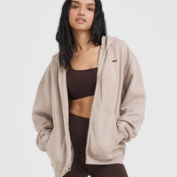 Foundations Zip Through Hoodie | Mushroom Brown