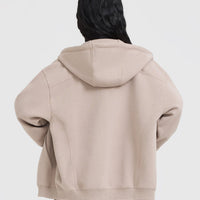 Foundations Zip Through Hoodie | Mushroom Brown
