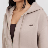Foundations Zip Through Hoodie | Mushroom Brown