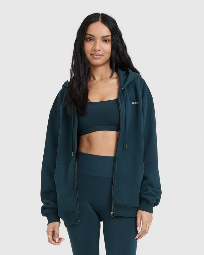 Foundations Zip Up Hoodie | Oil Blue