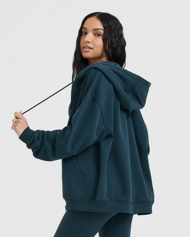 Foundations Zip Up Hoodie | Oil Blue