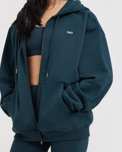 Foundations Zip Up Hoodie | Oil Blue