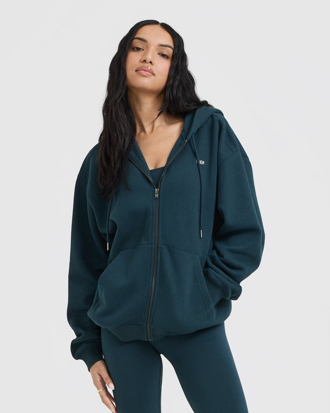 Foundations Zip Up Hoodie | Oil Blue