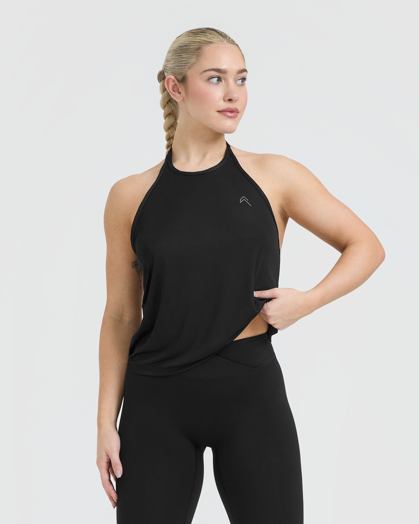 Go To High Neck Loose Crop Tank Top | Black